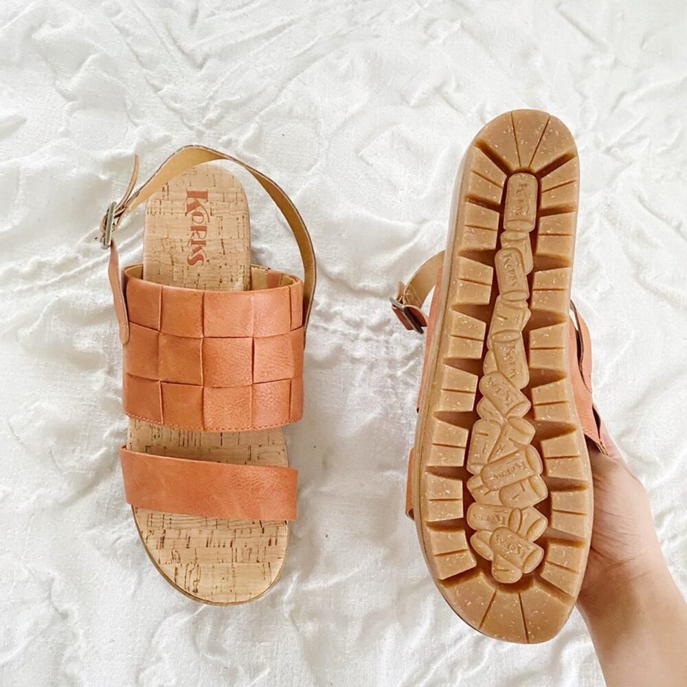 Kork-Ease Women's Woven Leather Wedge Sandals in Peachy Tan - Picture 6 of 6